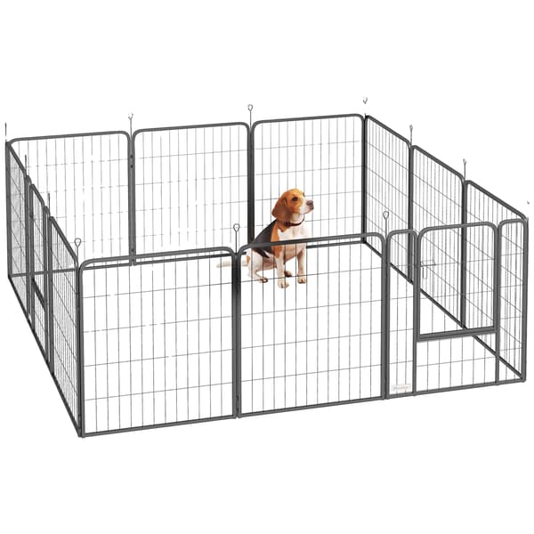 Hundleksak, 12 paneler, vikbar design, svart, 204X204X80 cm