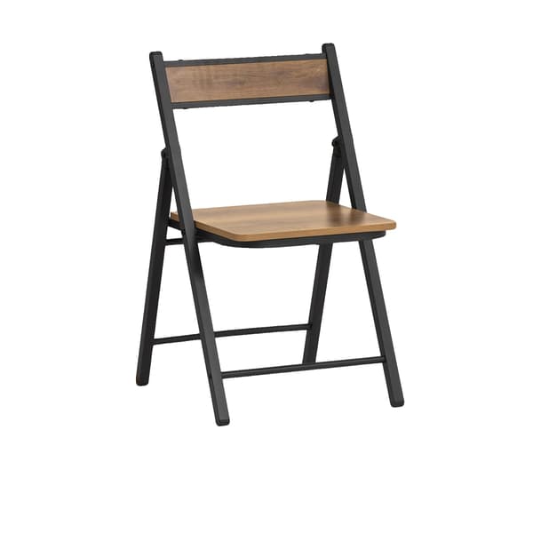 Fällstol, Platsbesparande Design, Hållbar Metallram, Montering Krävs,Natur