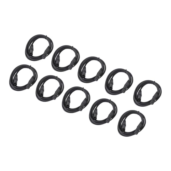 DMX-kabler, 10-pak, 3-pins han til hun forbindelse,sort, Ingen stik
