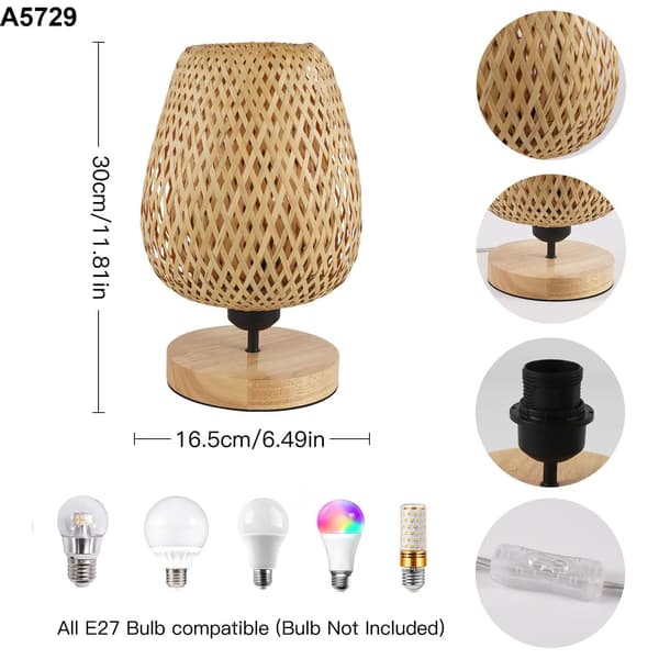 Sengebordslampe, Metaldesign, E27 Kompatibilitet,A5729
