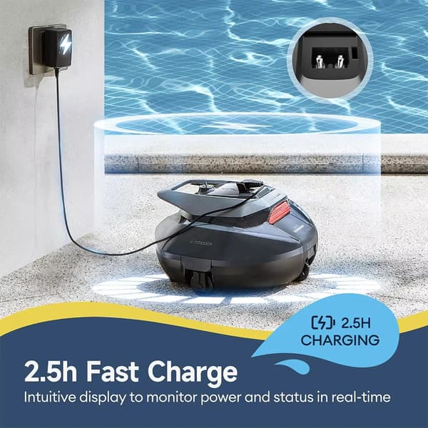Robot Pool Cleaner, Trådløs Drift, Auto-Docking Funktion,sort