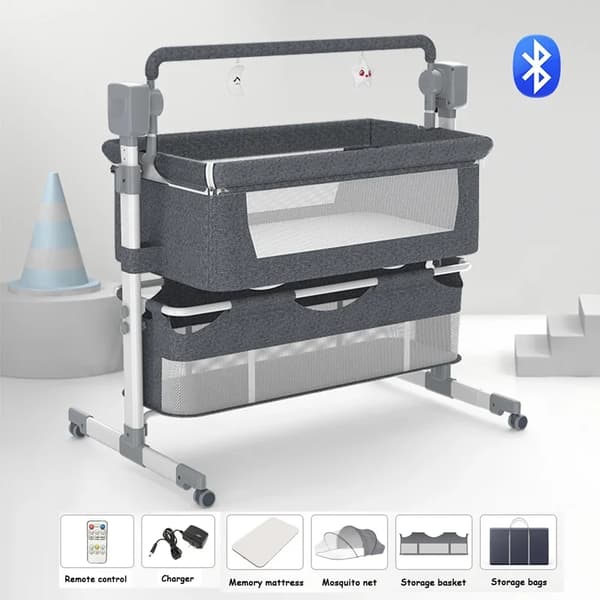 Babyseng, Bærbar Design, Bluetooth Musikfunktion,BJJ-601-GRÅ