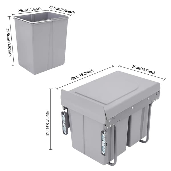 Soptunna, Platsbesparande Design, Dubbeltankssystem,Infälld dörrpanel
