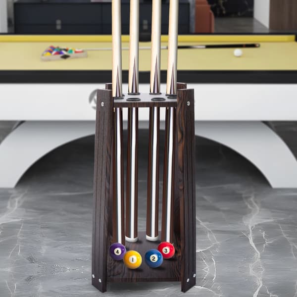 Billardkø Rack, 8-Huls Stativ, Holdbar Gulvmontering,Brun