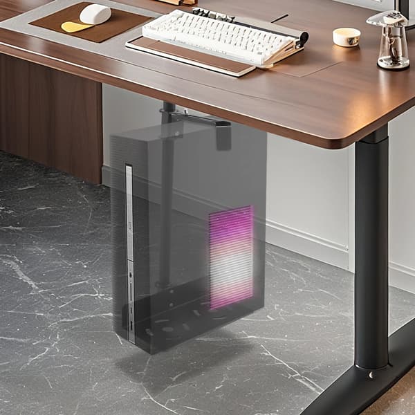 PC kabinet holder, justerbar højde, pladsbesparende design,Sort