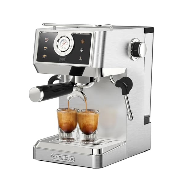 Espresso Kaffemaskin, Integrerad Mjölkskummare, 20Bar Tryck,EU, Silver