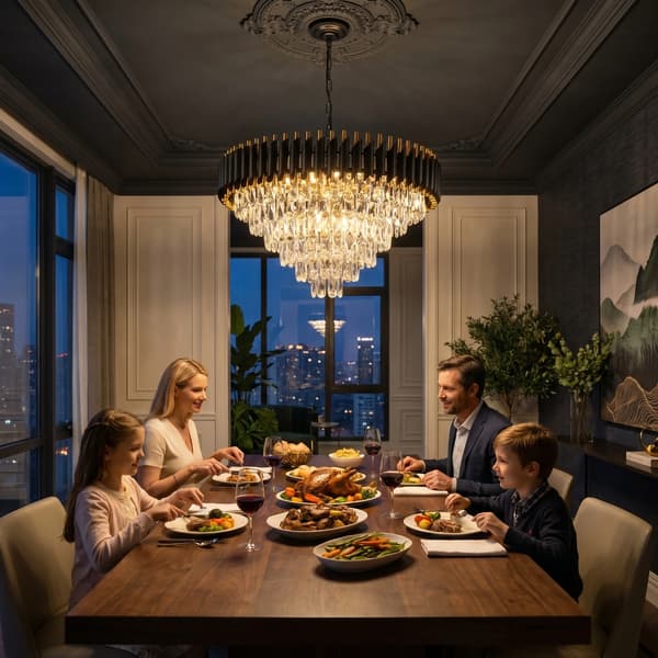 Kronelys, Moderne Design, Justerbar Hængende Lys,sort, 7,  300W