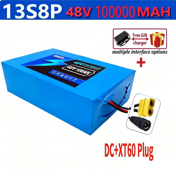 Litiumioniakku, 48V, 100000mAh kapasiteetti, DC XT60