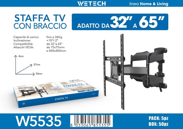 TV-väggfäste, fullt rörlig design, justerbar lutning,W5535