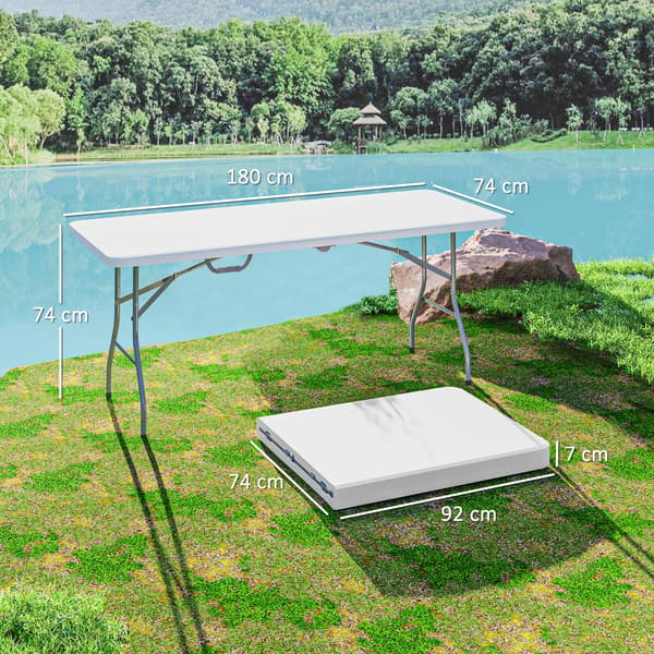 Fällbart Campingbord, Bärbart, Justerbar Höjd,Vit