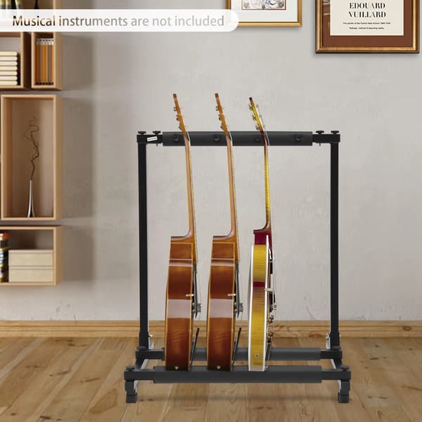 Gitarrställ, Fällbar Design, Lätt Installation,svart