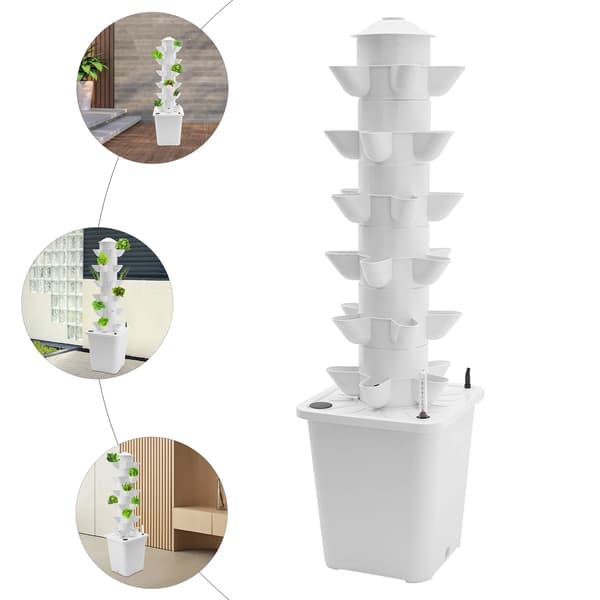 Hydroponisk Torn, 30 Planteringshål, Vertikalt Odling System,VIT