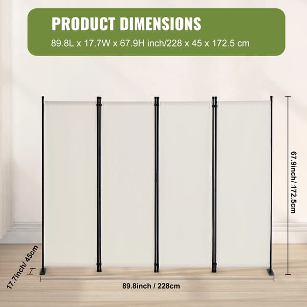 Rummdivider, Stofpartition, Fleksibelt Design,Fire Panel Hvid