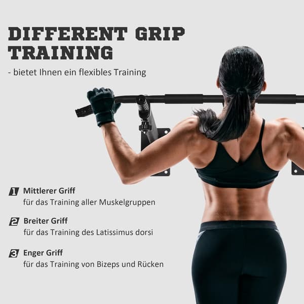 Pull-Up Bar, Heavy-Duty Stål, Vægmonteret Design,sort