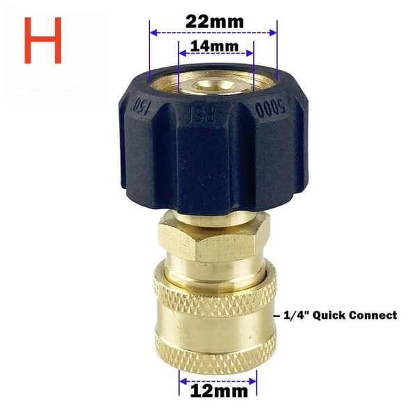 Högtryckstvättanslutning, 1/4" Snabbkoppling, Bajonettadapter,H