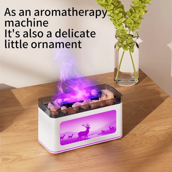 Mini Eldstad Aromadiffusor, Inomhusfuktning, Färgglad Belysning,Vit