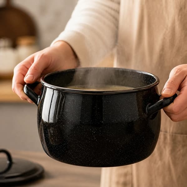 Dyb Casserole, Emaljeret Stål, Egnet til Alle Kogeplader,Sort