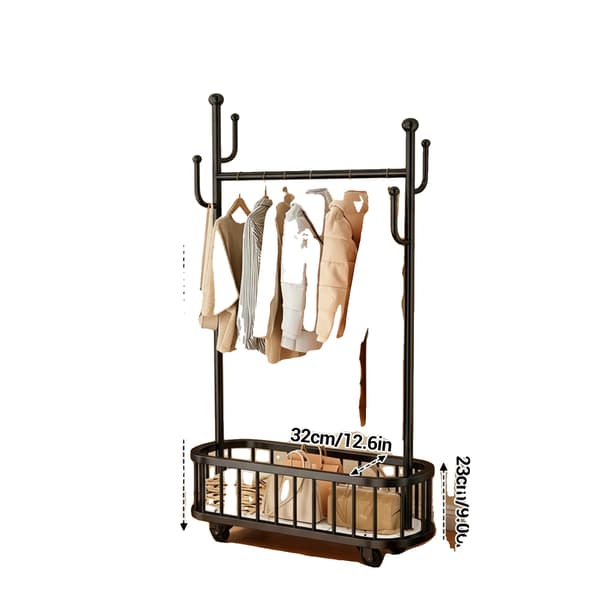 Tøjstang, Flytbar Design, Rustbestandig,Sort 80cm
