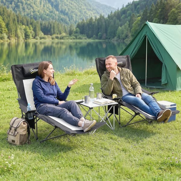 Sammenklappelig Campingstol, Bærbar, Holdbart Design,sort