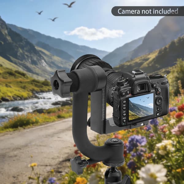 Panoramisk Gimbal Stativhuvud, 360° Rotation, Snabbkopplingssystem,svart