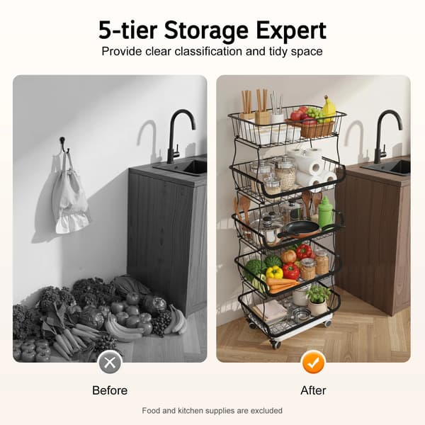Køkkenorganisator, Multi-niveau Design, Robust Stål Konstruktion,sort