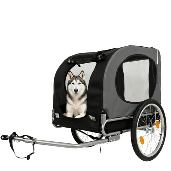 Hundecykeltrailer, Hurtigfoldningsdesign, Glat Håndtering,Grå