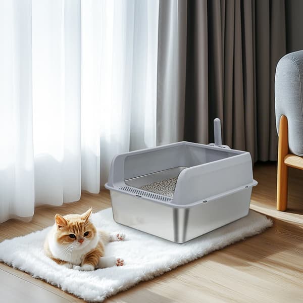 Kattlåda, högsidesdesign, lätt att rengöra,Ljusgrå