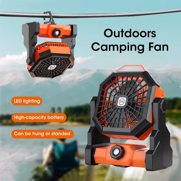 Campingvifte, USB-genopladelig, integreret natlys,Appelsin