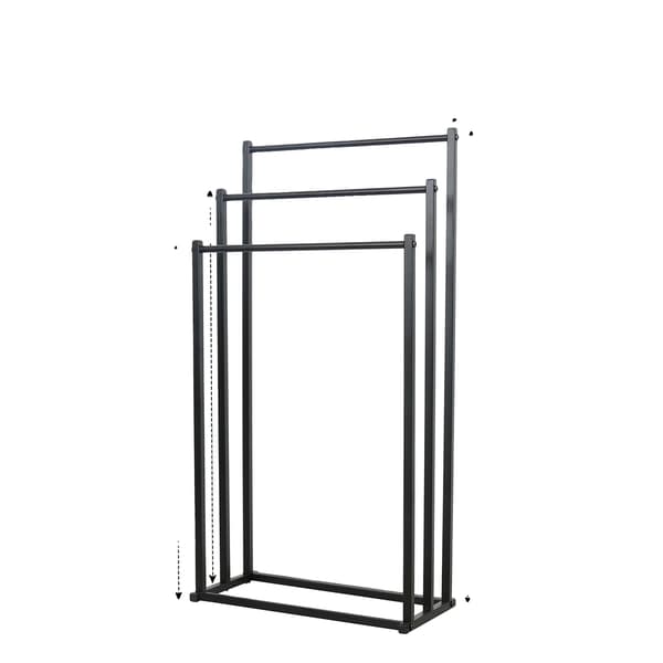 3-lags håndklædeholder, rustfrit stål, pladsbesparende design,sort