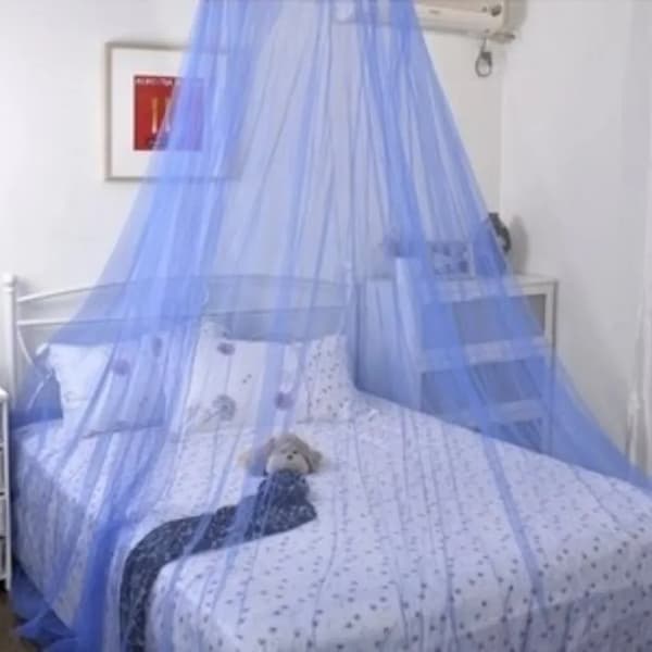 Myggnätssäng, delad design, hållbart material,Blå