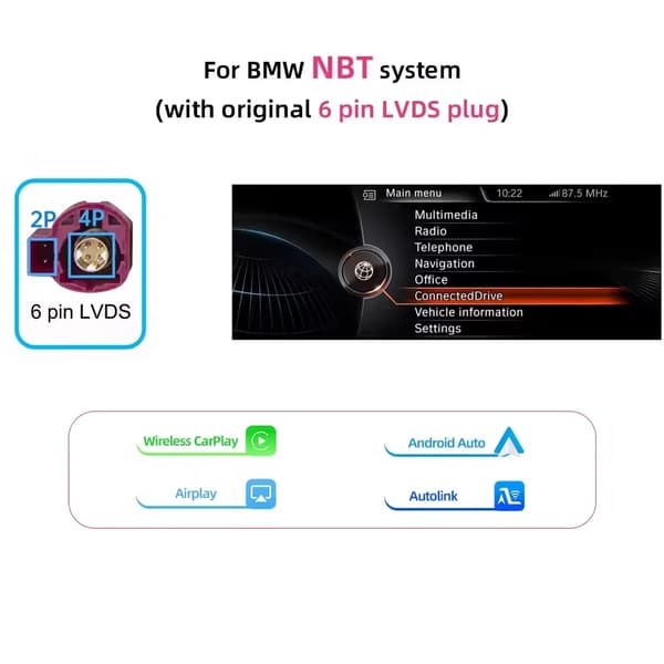 Trådløs CarPlay Android Auto Modul, Understøtter Flere Formater, Plug-and-Play Installation,NBT System