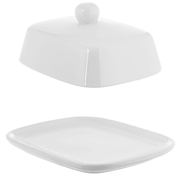 Smörskål, Porslinmaterial, Elegant Design,VIT