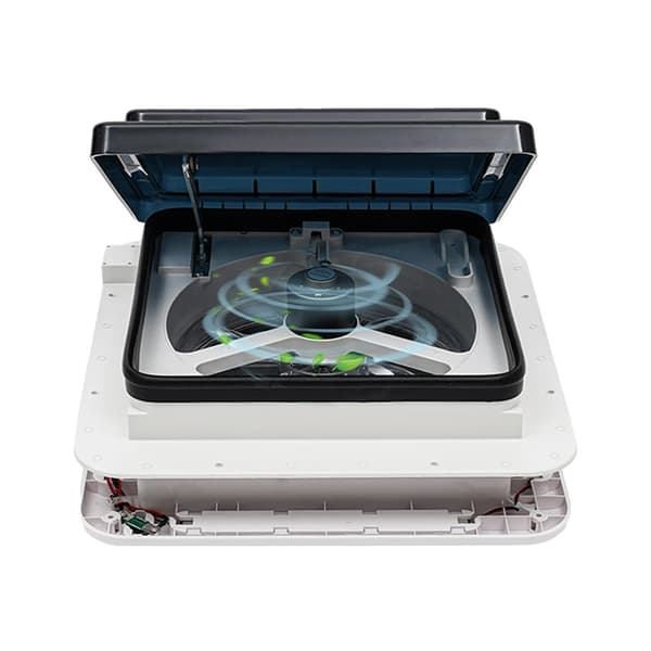 RV Ventilationsfläkt, Tyst Drift, Integrerad LED-belysning,VIT