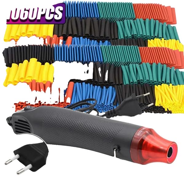 Varmeformbare slanger, 127 dele, inkluderer varmepistol,1060PC(220V EU Stik)