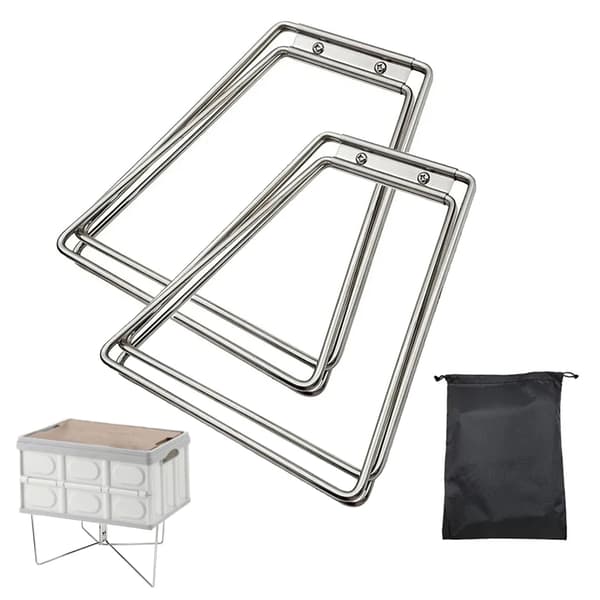 Camping Box Stativ, Rustfrit Stål, Sammenklappeligt Design, Understøtter 75 kg, Sæt af 2, Udendørs Brug