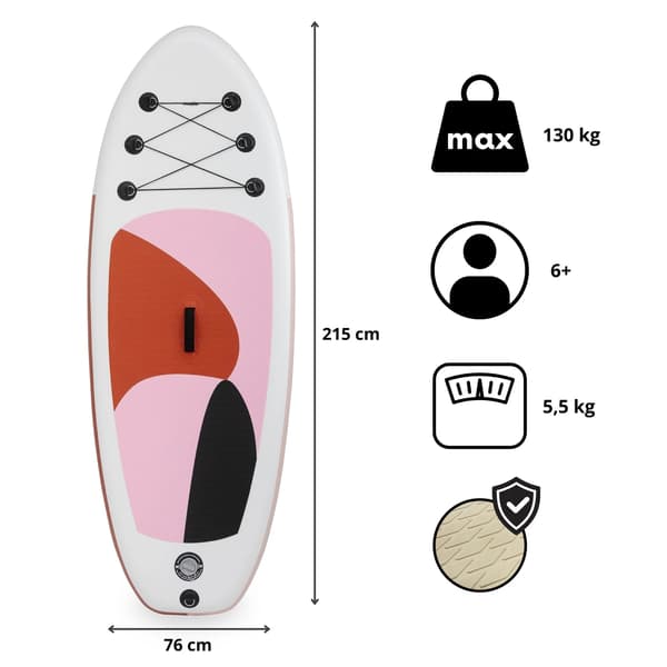 SUP-bräda, hållbart PVC-material, stabilitet för nybörjare,Rosa