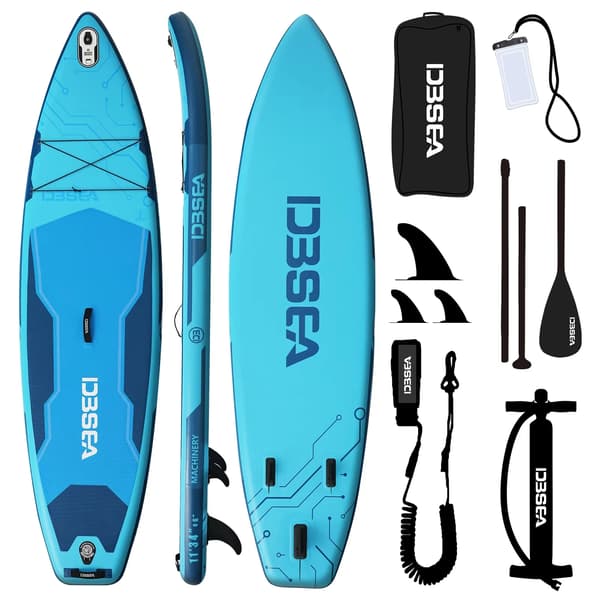 Oppustelig SUP-board, Ekstra bredt design, Komplet tilbehør,Blå