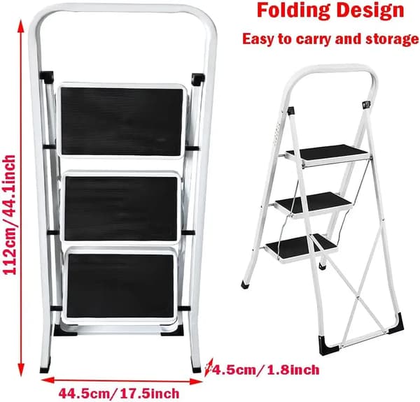Stegpall, Fällbar Design, Säkerhetsfunktioner,3 steg