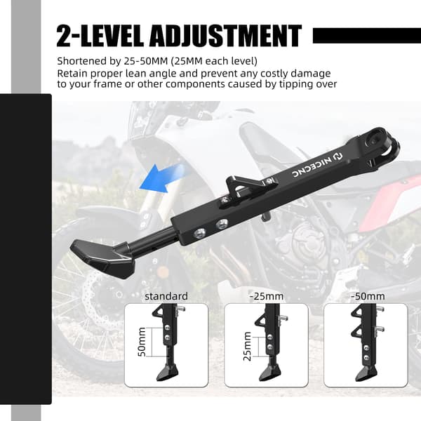 Motorcykel Kickstand, Højdejusterbar, Robust Konstruktion,Sort