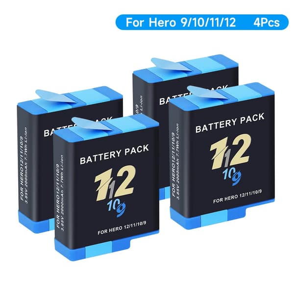 Batteri, 2000mAh kapacitet, USB-laddningsbox, 4PCS Batteri