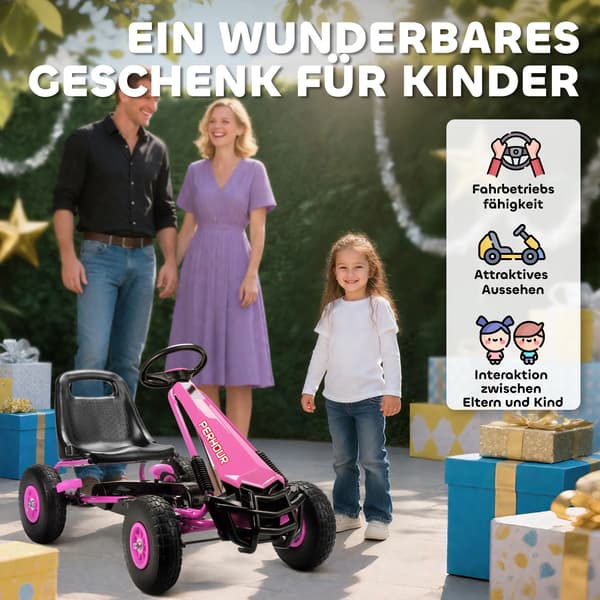 Pedalkart, Justerbart Säte, EVA-hjul,Rosa