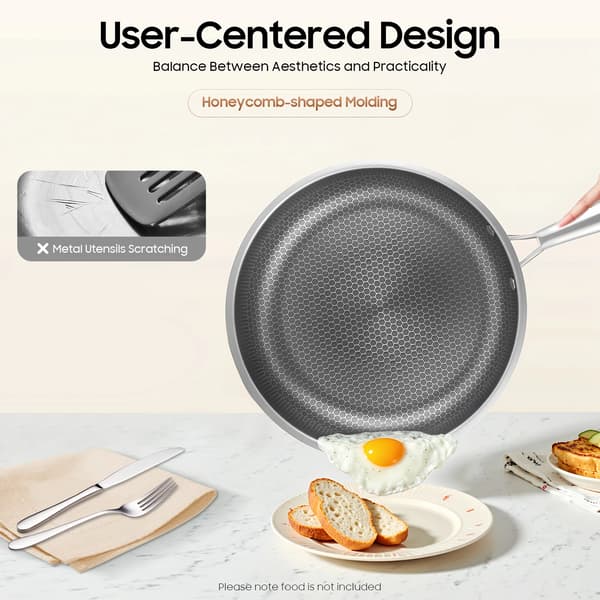 Stekpanna, Lättviktsdesign, Jämn Värmefördelning,Silver