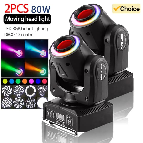 Bevægelseshovedlys, RGB-effekter, DMX-kontrol,2PCS