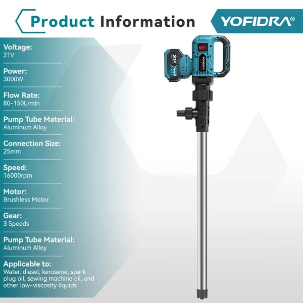 Elektrisk Vattenpump, Hög Flödeshastighet, Borstlös Motor,2x3.0Ah Batteri