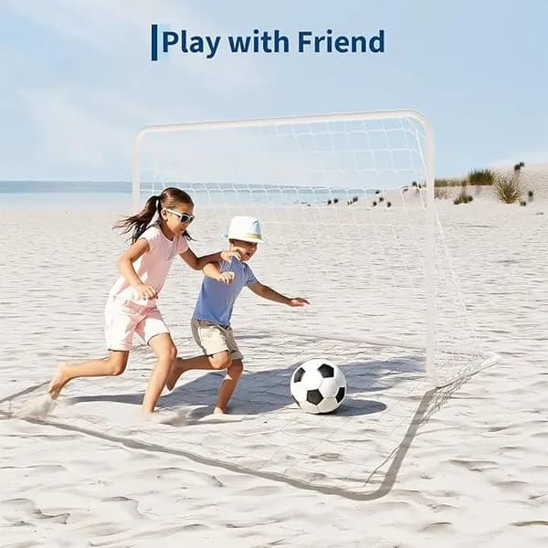 Fodboldmål, 6ft x 3ft x 4ft Dimensioner, Kraftig stålramme, Holdbart PE-net, Bærbart design, Værktøjsfri samling