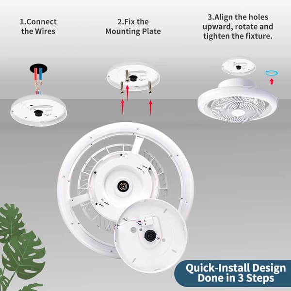 Loftventilator, LED-lamper, Smart kontrol,Oscillerende Fan Lampe