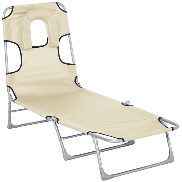 Loungefåtölj, Justerbart Ryggstöd, Vikbar Design, Beige