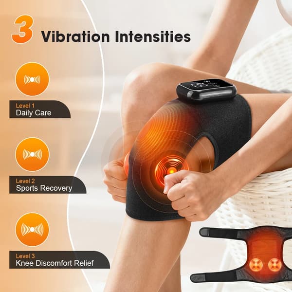 Knæmassagepude, varmefunktion, justerbar vibration,sort
