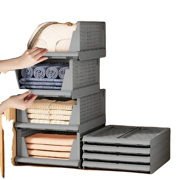 Förvaringskorgar, Stapelbar Design, Mångsidig Organisation,PL Grå