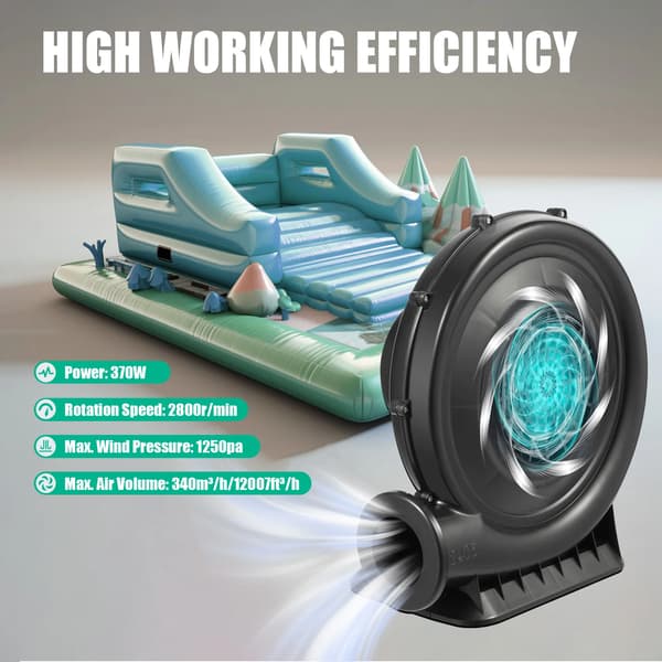 Inflatable Blower, 370W Effekt, Hög Luftflöde 420m³/h,EU, svart